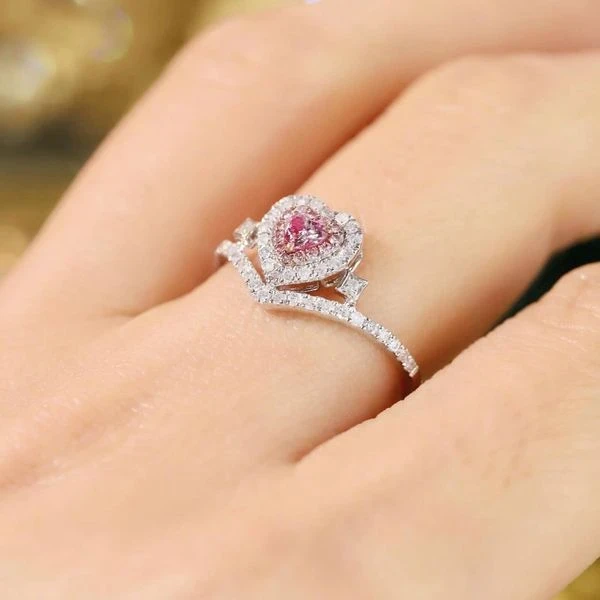 18K天然鑽石-愛心戒指