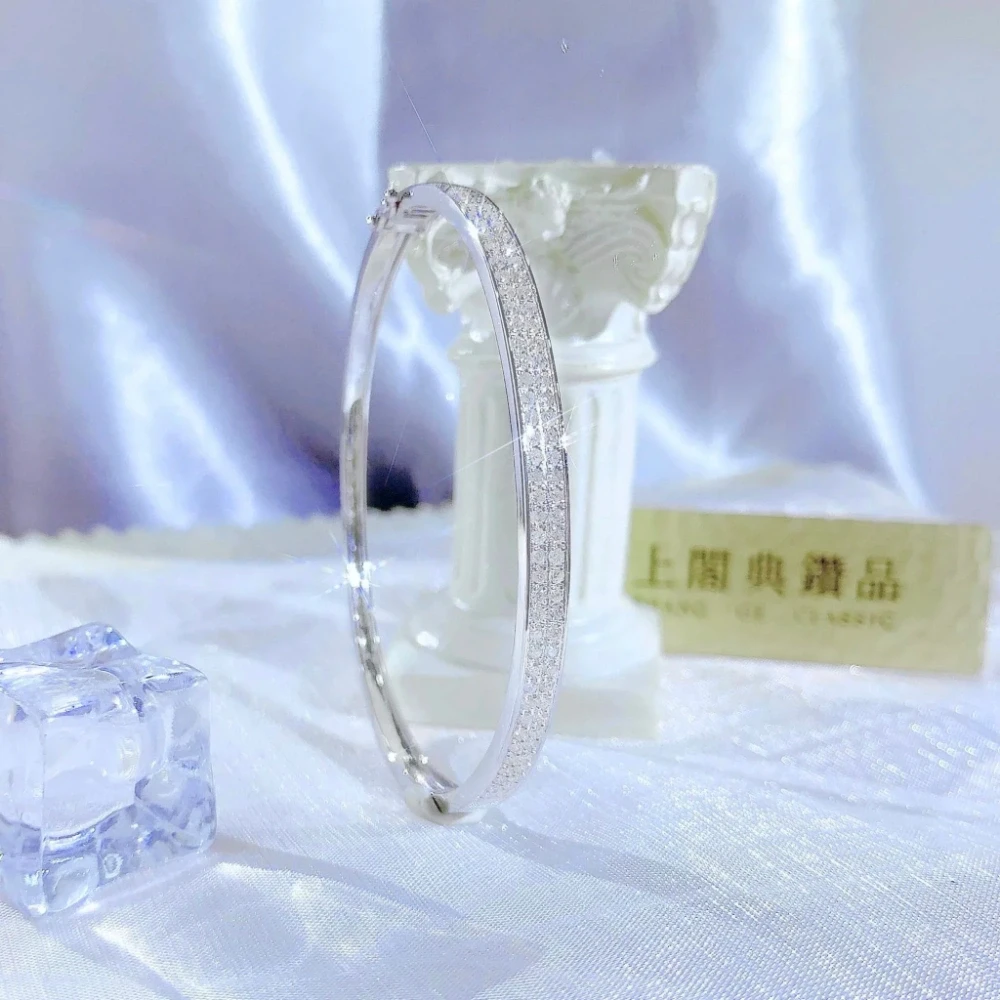 18K天然鑽石-寬版手環