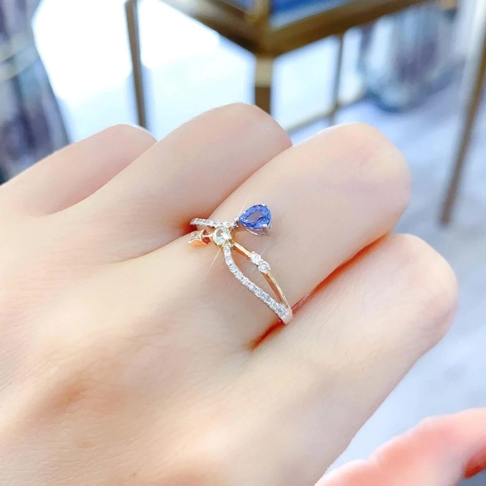 18K天然鑽石-藍寶星軌戒指