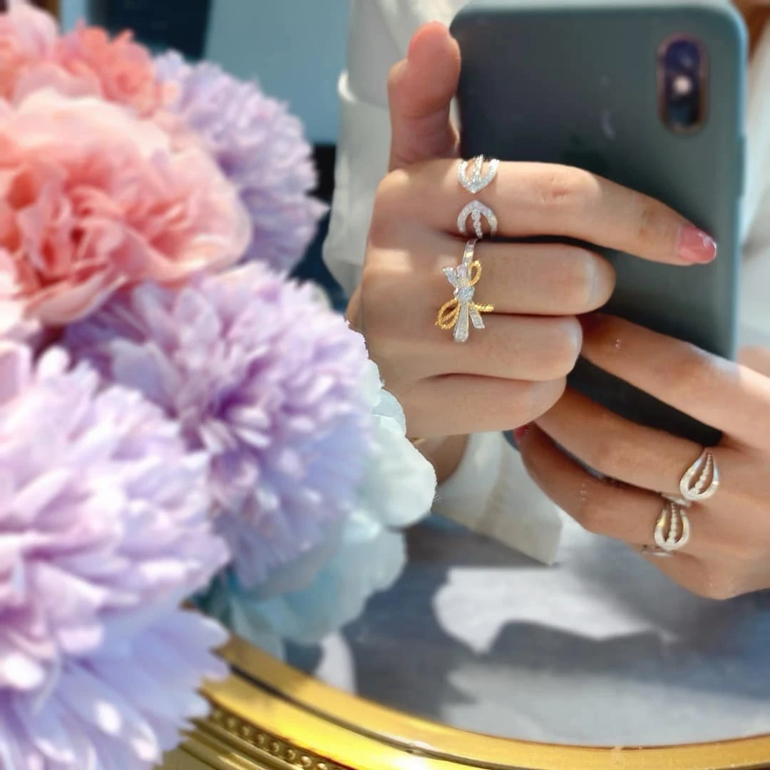 18K天然鑽石-蝴蝶分色戒指