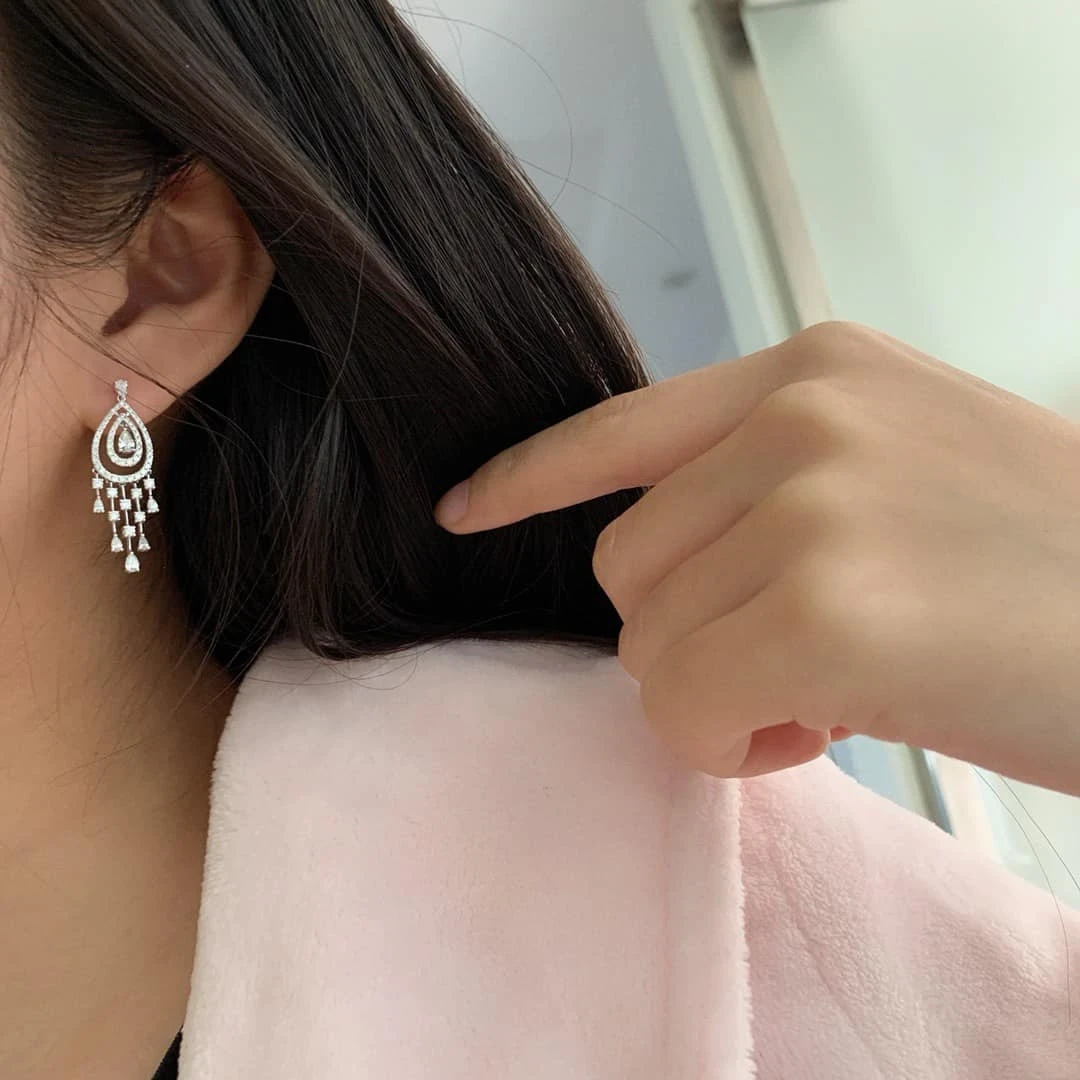 18K天然鑽石豪華宴會款耳環