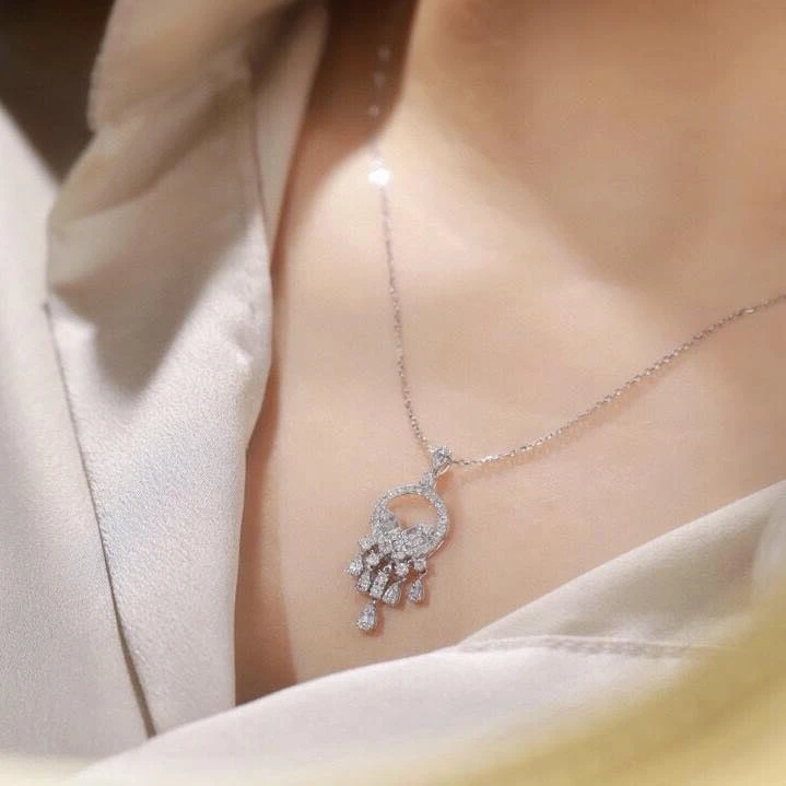 18K天然鑽石-跳舞裙子項鍊