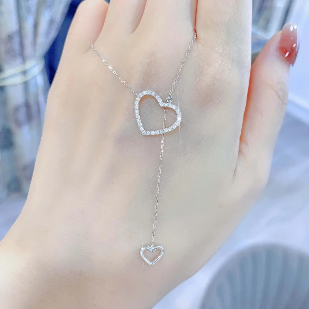 18K天然鑽石-雙愛心項鍊