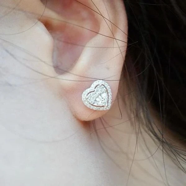 18K天然鑽石-愛心耳環