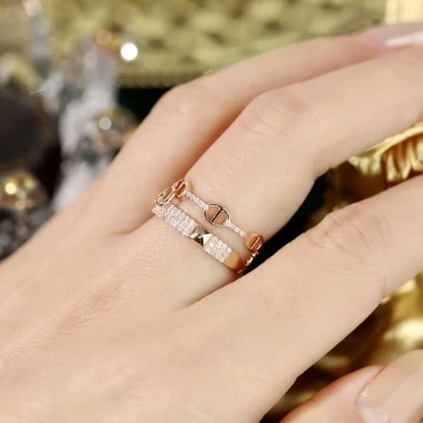 18K天然鑽石-雙層戒指