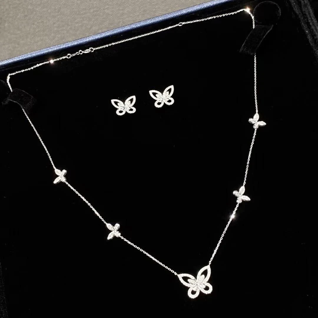 18K天然鑽石-五蝴蝶造型項鍊