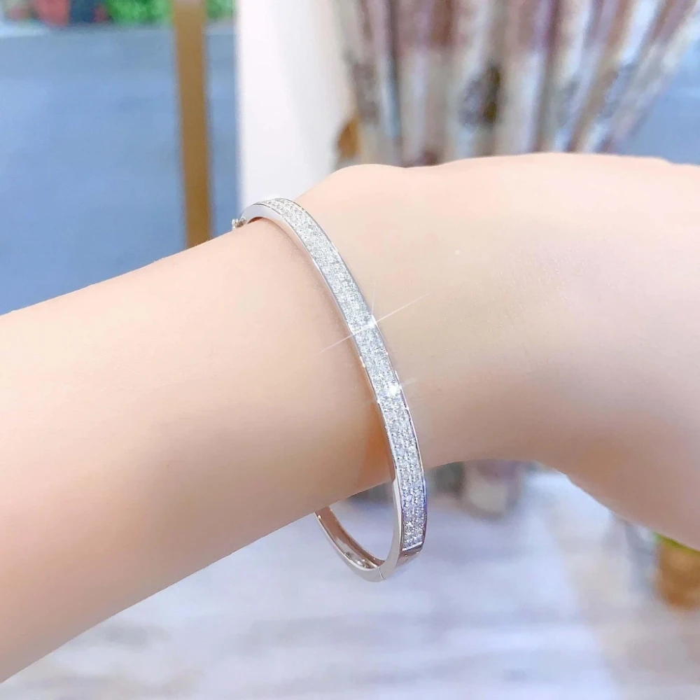 18K天然鑽石-寬版手環