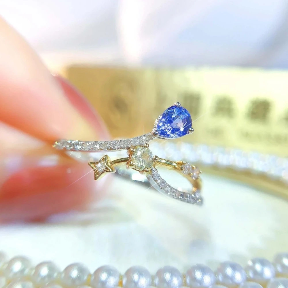 18K天然鑽石-藍寶星軌戒指 - 第3張圖 18K天然鑽石-藍寶星軌戒指