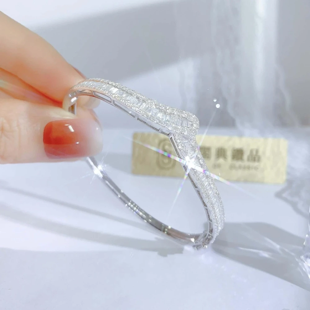 18K天然鑽石-人字手環