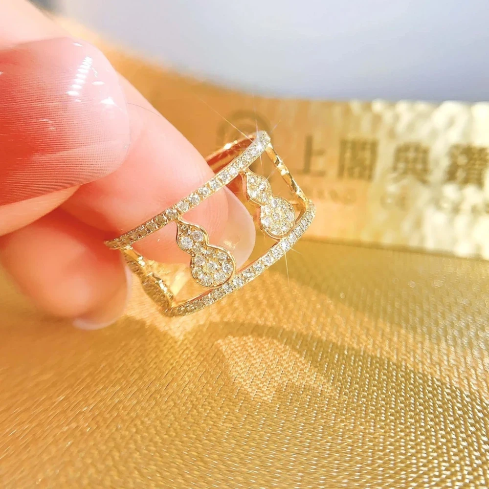 18K天然鑽石-葫蘆寬版戒指