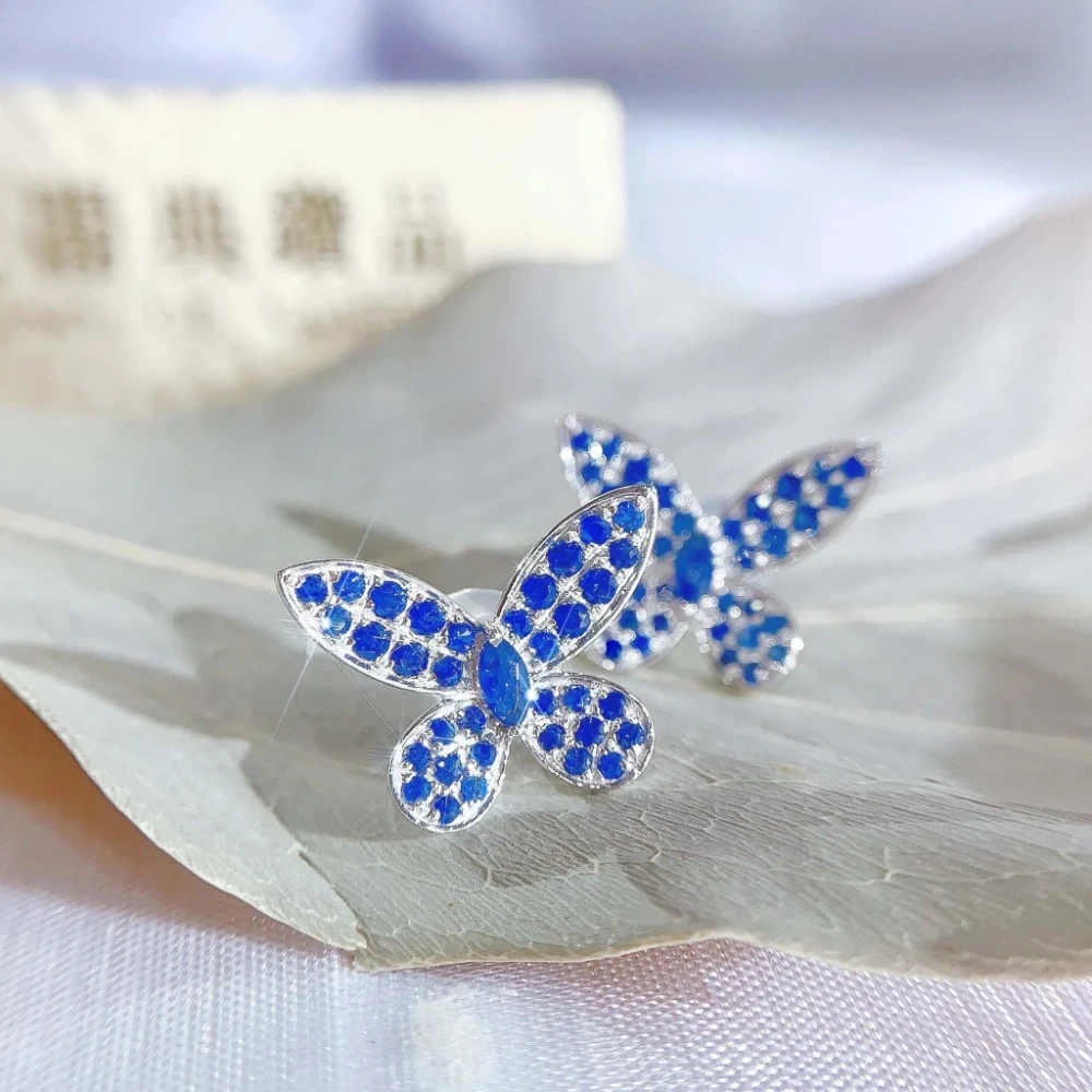 18K天然藍寶石蝴蝶耳環 - 第6張圖 18K天然藍寶石蝴蝶耳環