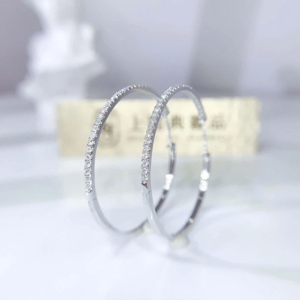 18K天然鑽石-大圈耳環