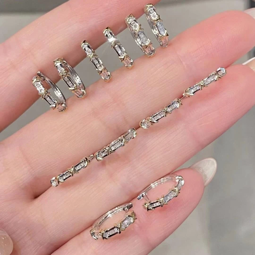 18K天然鑽石-雙色交叉羅馬耳環 - 第3張圖 18K天然鑽石-雙色交叉羅馬耳環