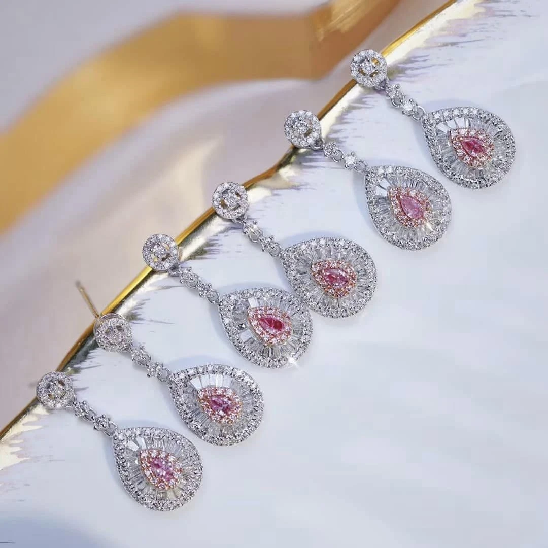 18K天然粉鑽-水滴耳環 - 第3張圖 18K天然粉鑽-水滴耳環