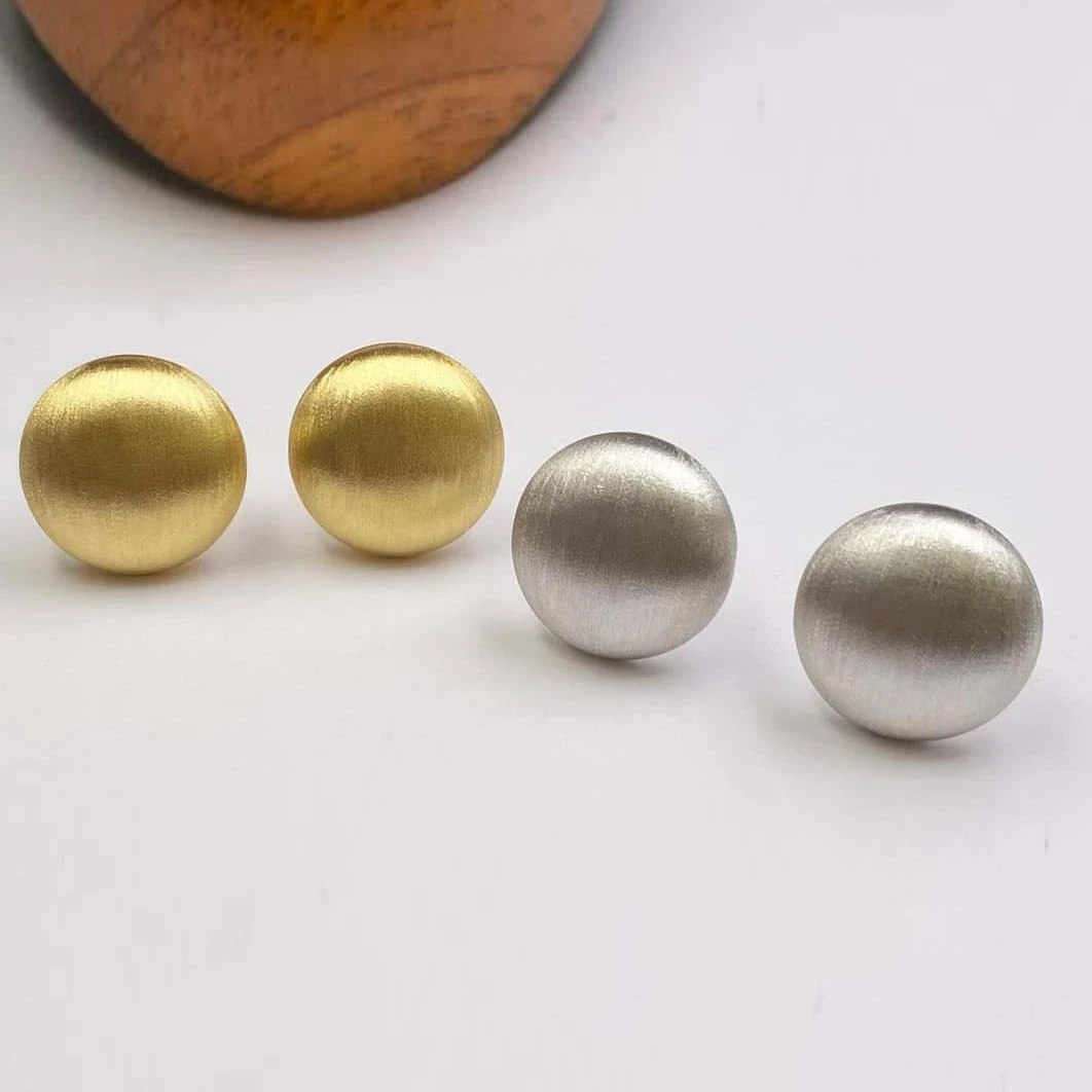 18K-圓形拉絲耳環