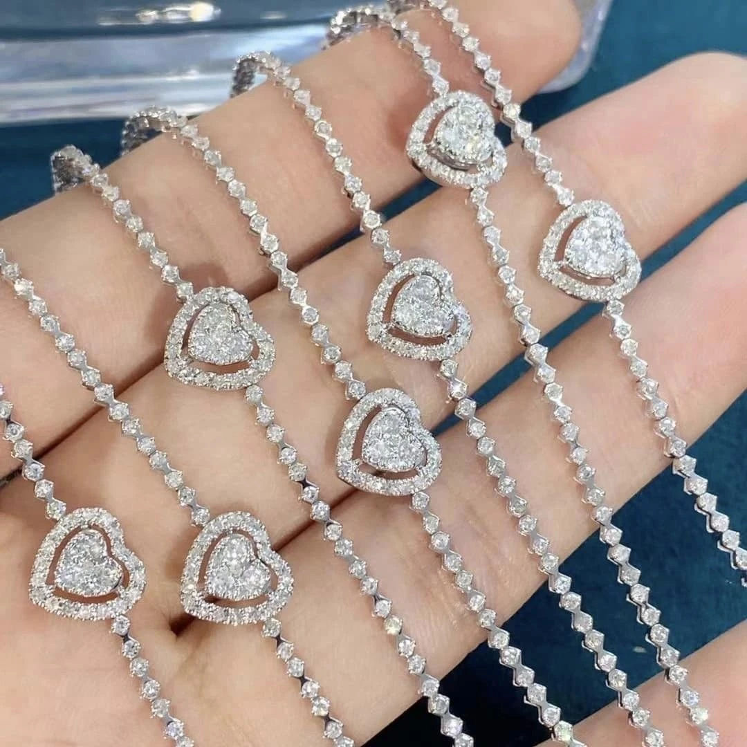 18K天然鑽石-愛心手鍊