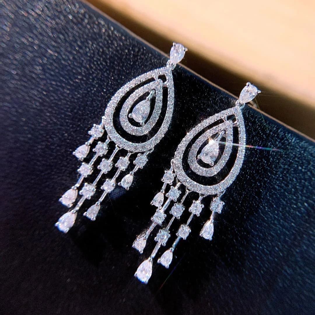 18K天然鑽石豪華宴會款耳環