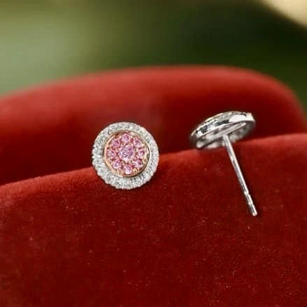 18K天然粉鑽耳環
