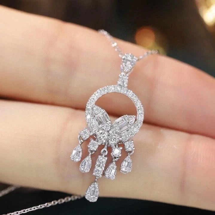 18K天然鑽石-跳舞裙子項鍊