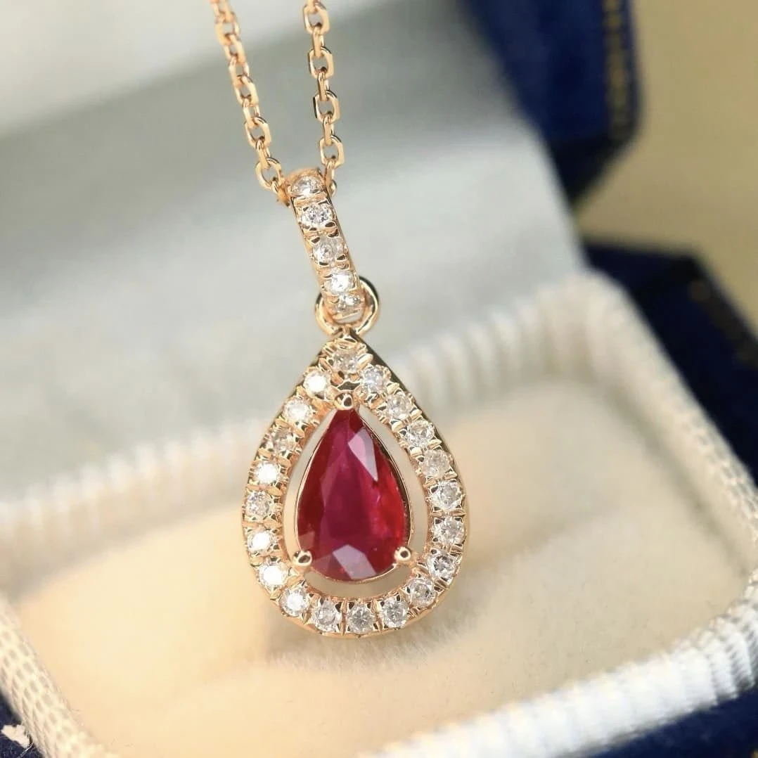 GRM天然鑽石-紅寶石水滴形項鍊 - 第3張圖 GRM天然鑽石-紅寶石水滴形項鍊
