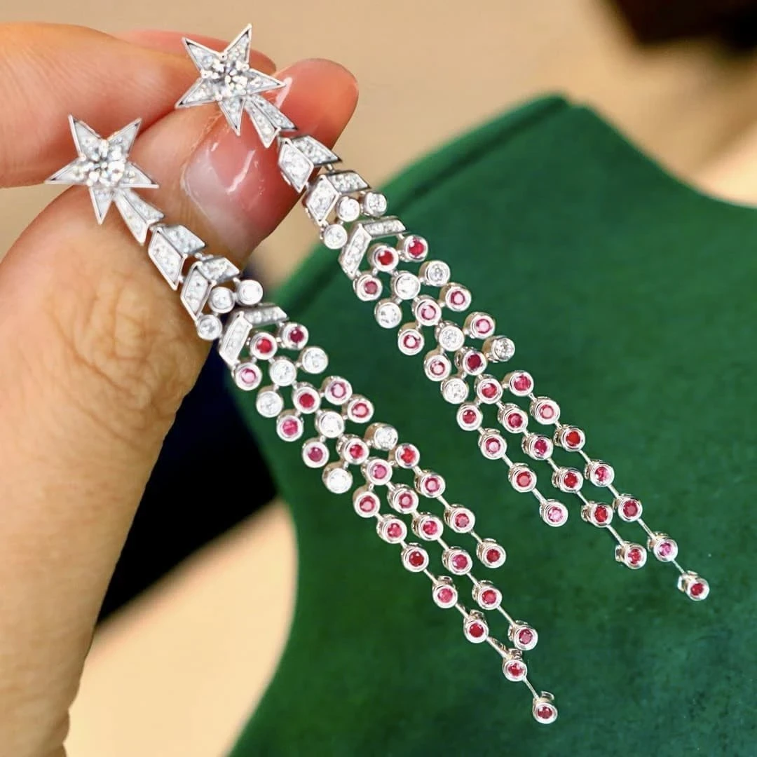 18K天然鑽石-紅寶石流星耳環 - 第3張圖 18K天然鑽石-紅寶石流星耳環