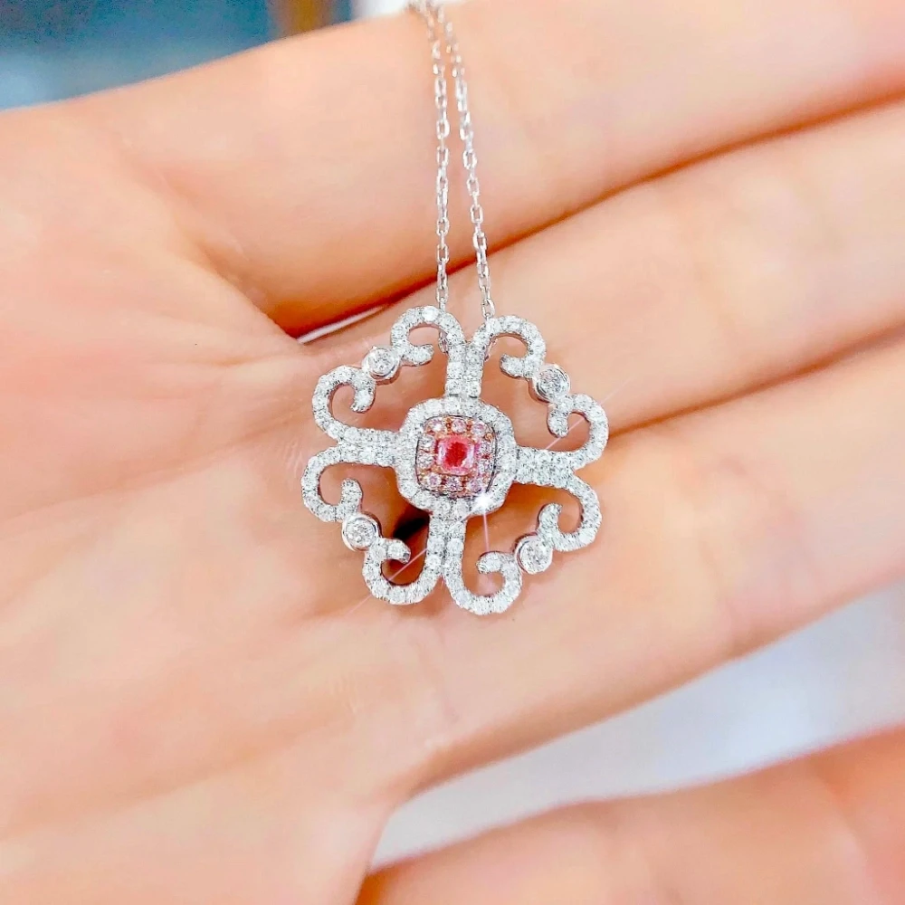 18K天然鑽石-鏤空花款項鍊