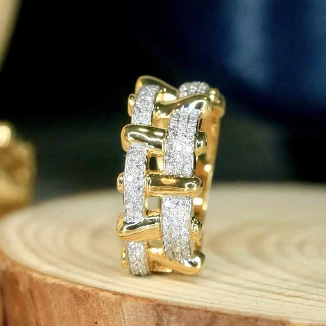 18K天然鑽石-錯落款戒指 - 第3張圖 18K天然鑽石-錯落款戒指