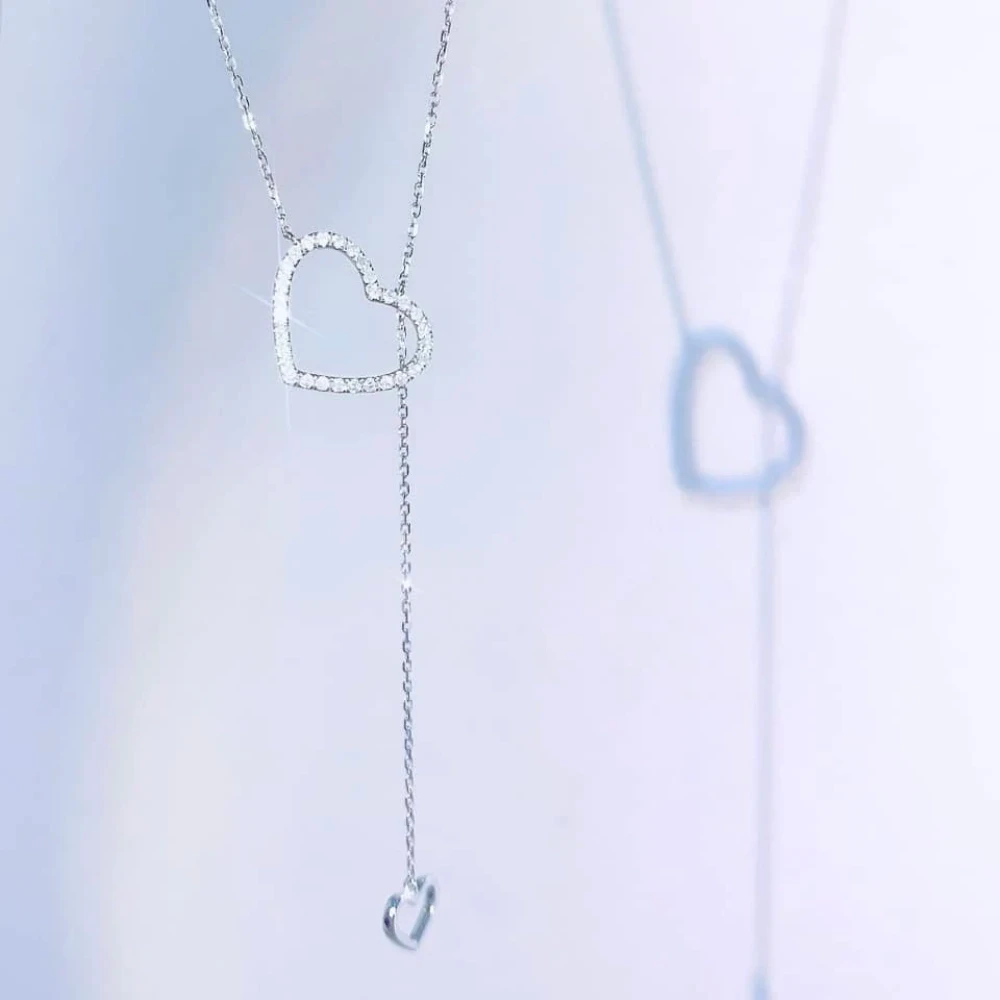 18K天然鑽石-雙愛心項鍊