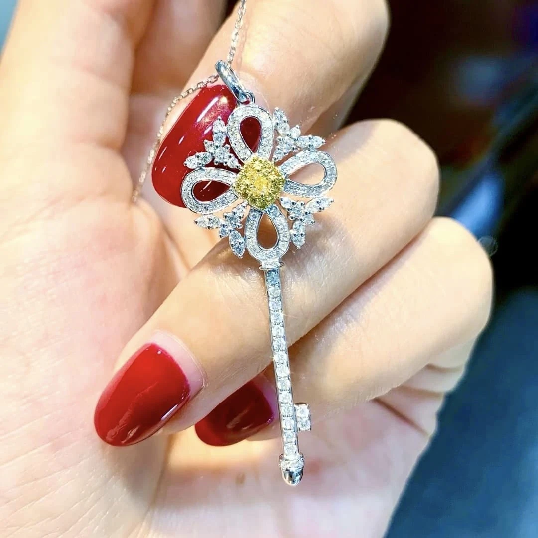 18K天然鑽石-鑰匙項鍊 - 第3張圖 18K天然鑽石-鑰匙項鍊