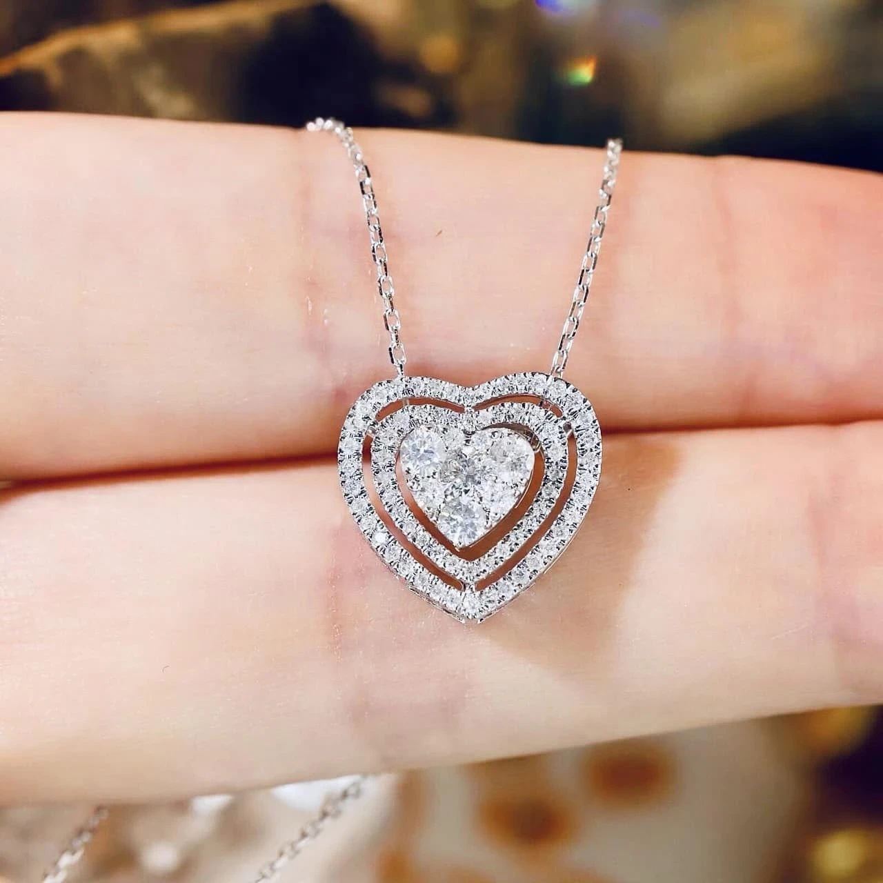 18K天然鑽石-愛心項鍊