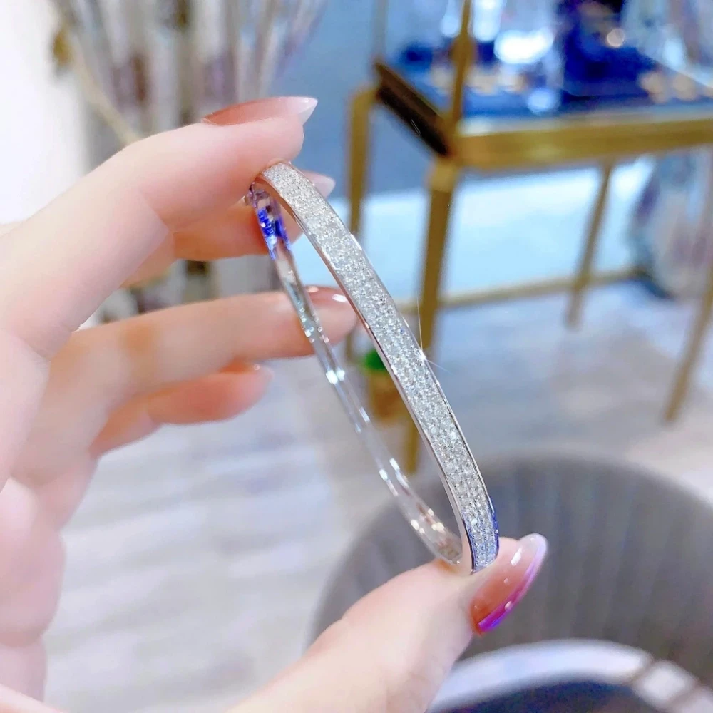 18K天然鑽石-寬版手環