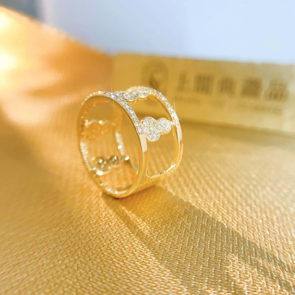 18K天然鑽石-葫蘆寬版戒指