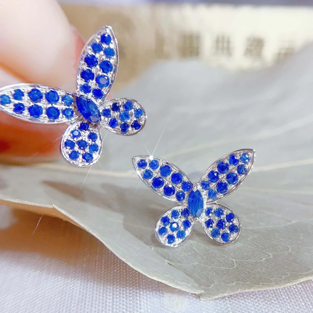 18K天然藍寶石蝴蝶耳環 - 第5張圖 18K天然藍寶石蝴蝶耳環