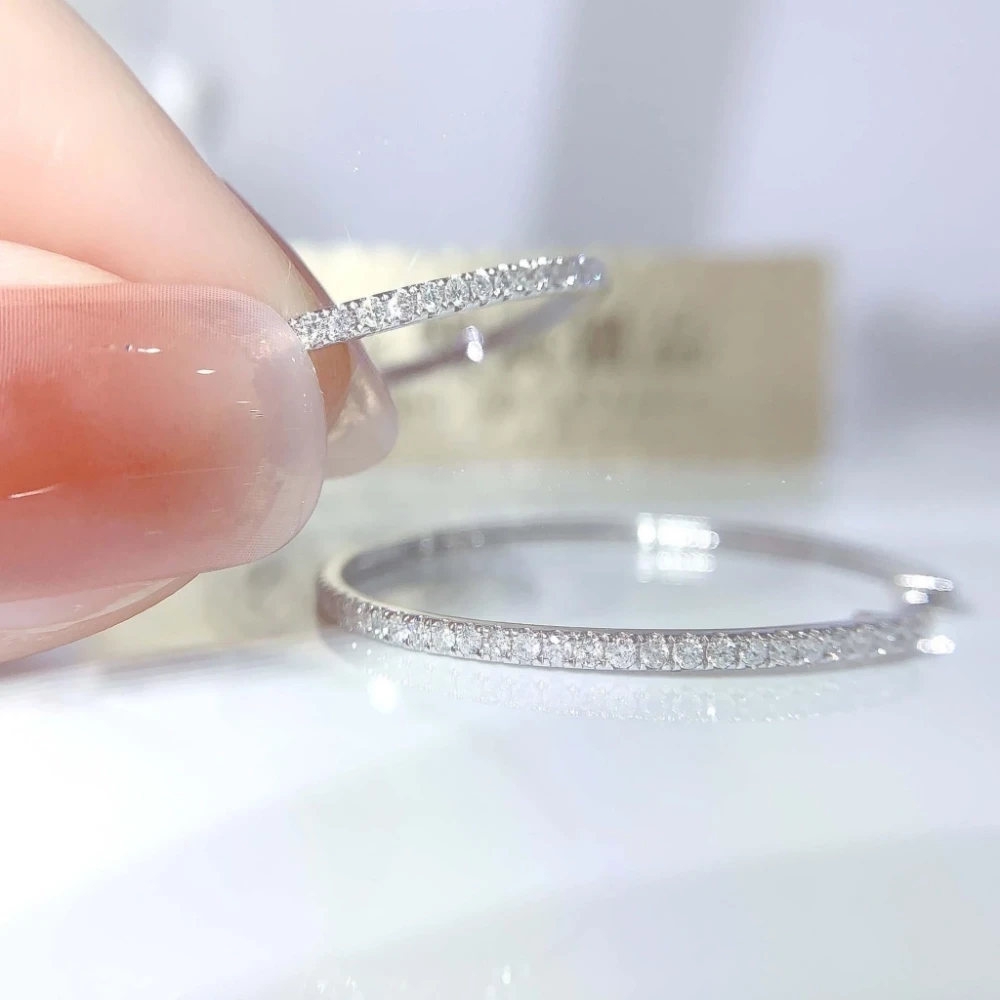 18K天然鑽石-大圈耳環