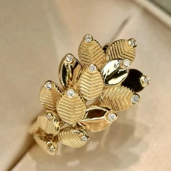 18K天然鑽石-咖啡豆系列戒指