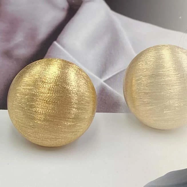 18K-圓形拉絲耳環