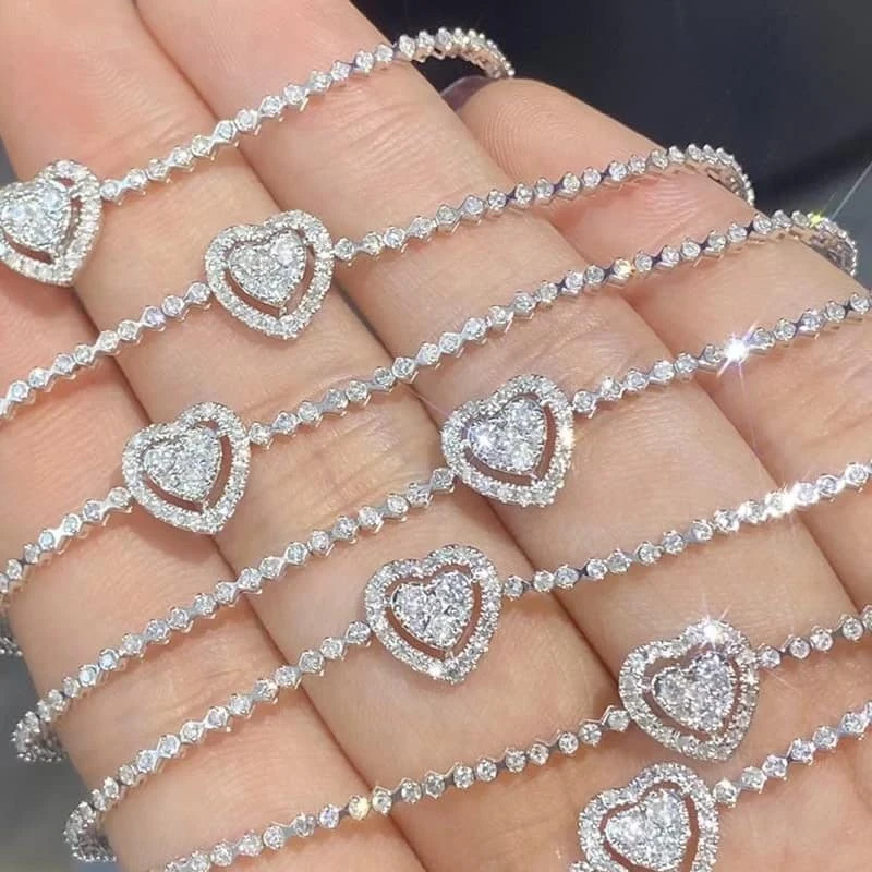 18K天然鑽石-愛心手鍊