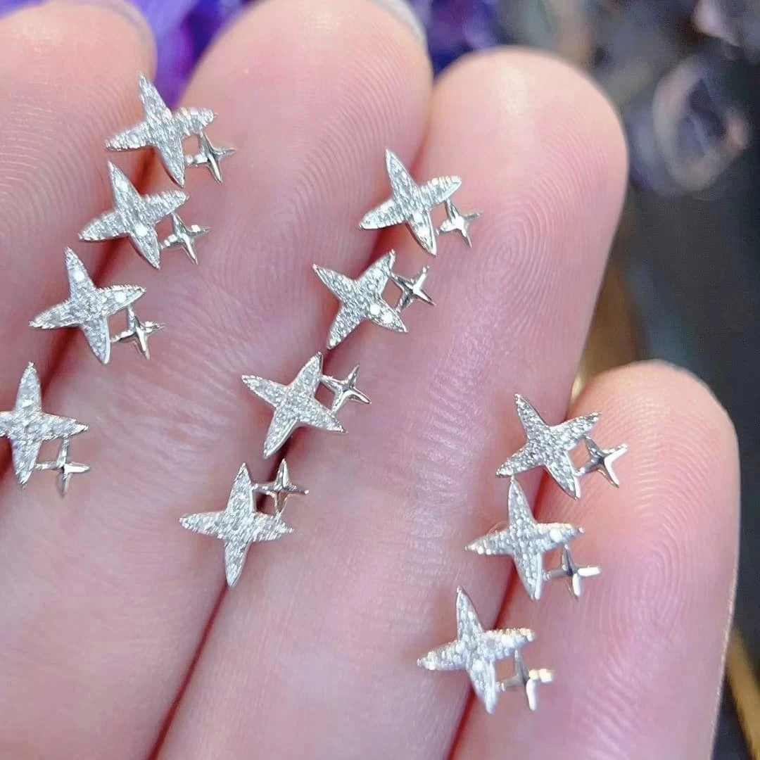 18K天然鑽石-星星閃耀耳環