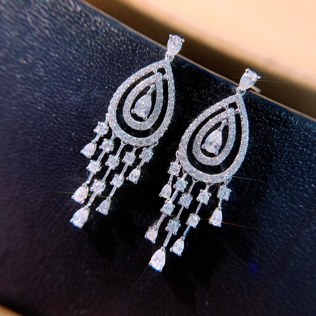 18K天然鑽石豪華宴會款耳環