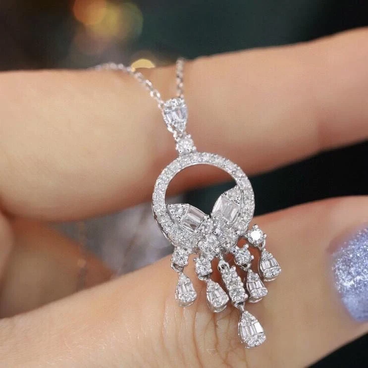 18K天然鑽石-跳舞裙子項鍊