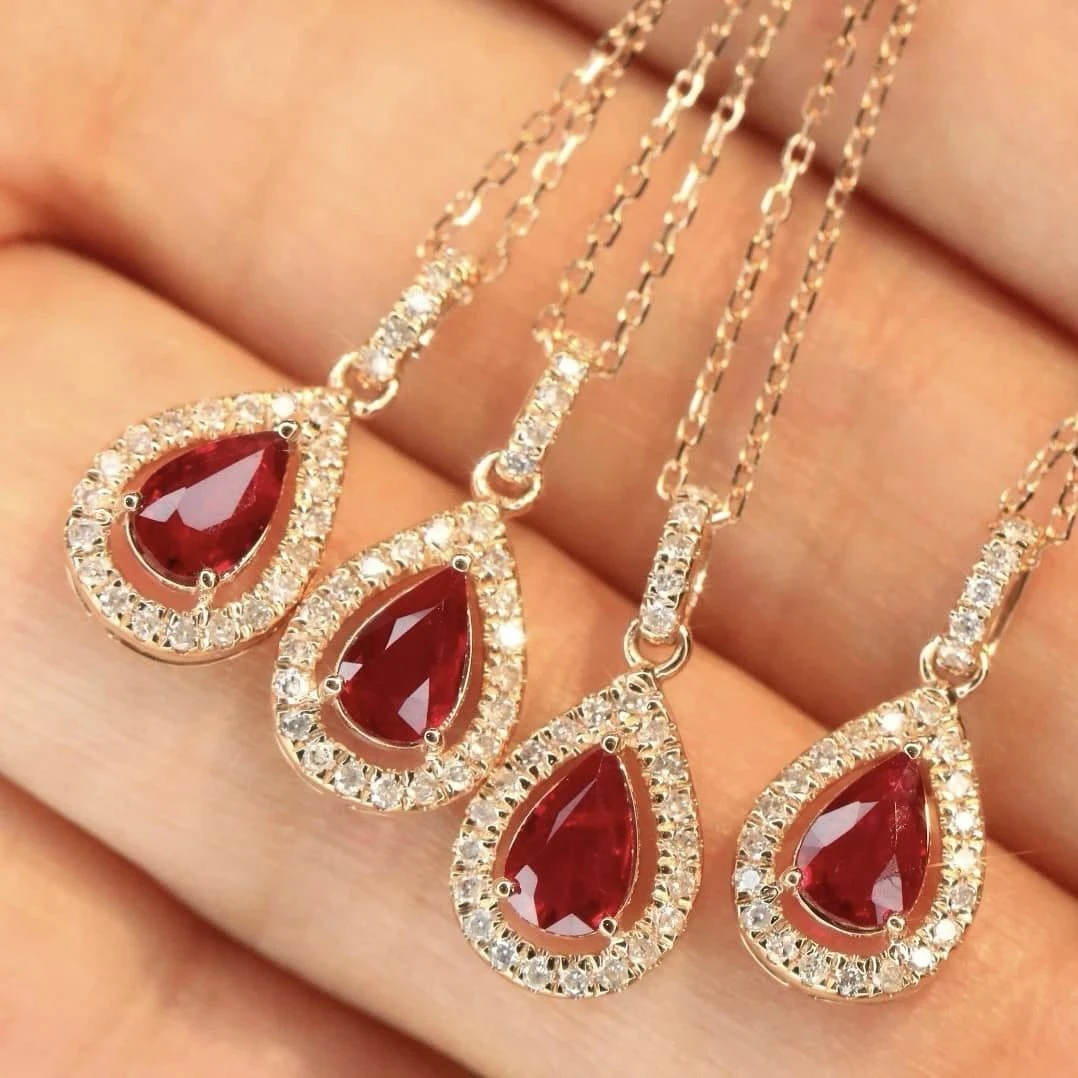 GRM天然鑽石-紅寶石水滴形項鍊 - 第4張圖 GRM天然鑽石-紅寶石水滴形項鍊