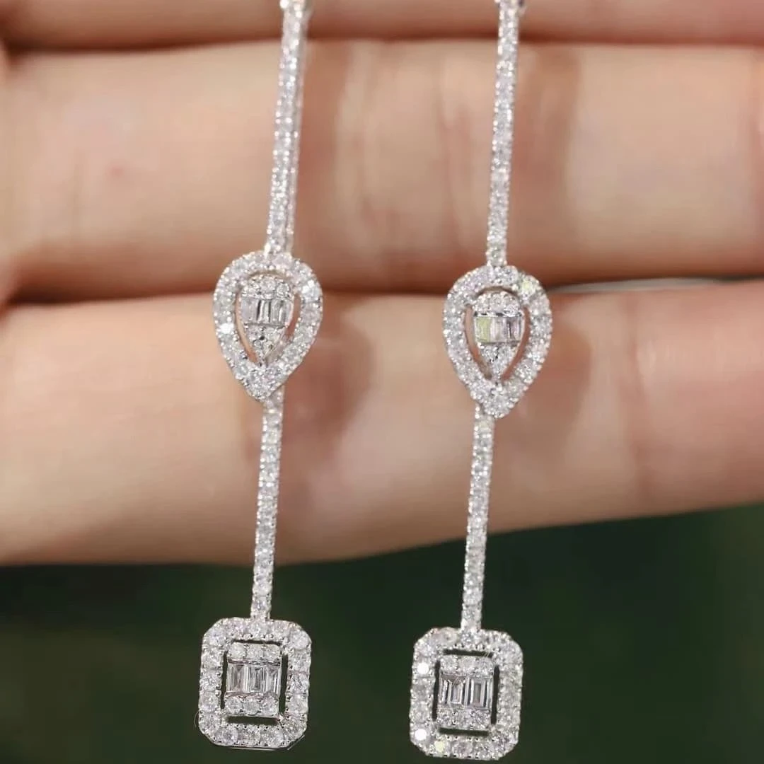 18K天然鑽石-長條耳環兩戴款