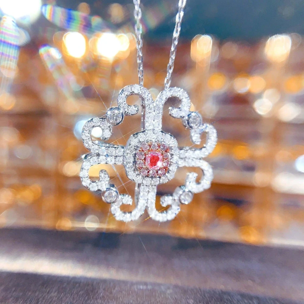 18K天然鑽石-鏤空花款項鍊