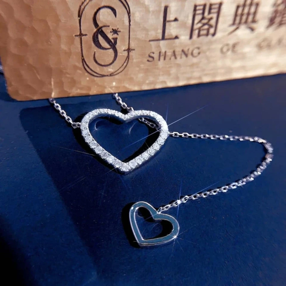 18K天然鑽石-雙愛心項鍊