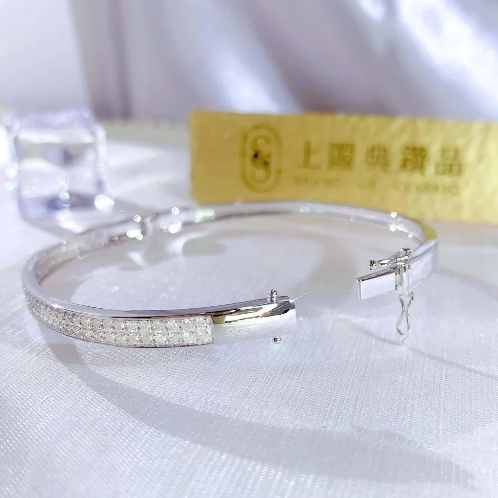 18K天然鑽石-寬版手環