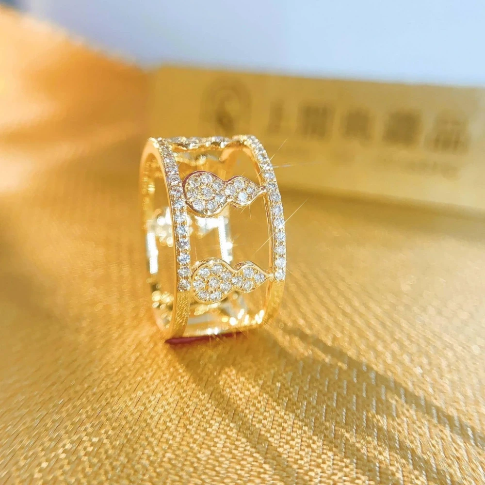 18K天然鑽石-葫蘆寬版戒指