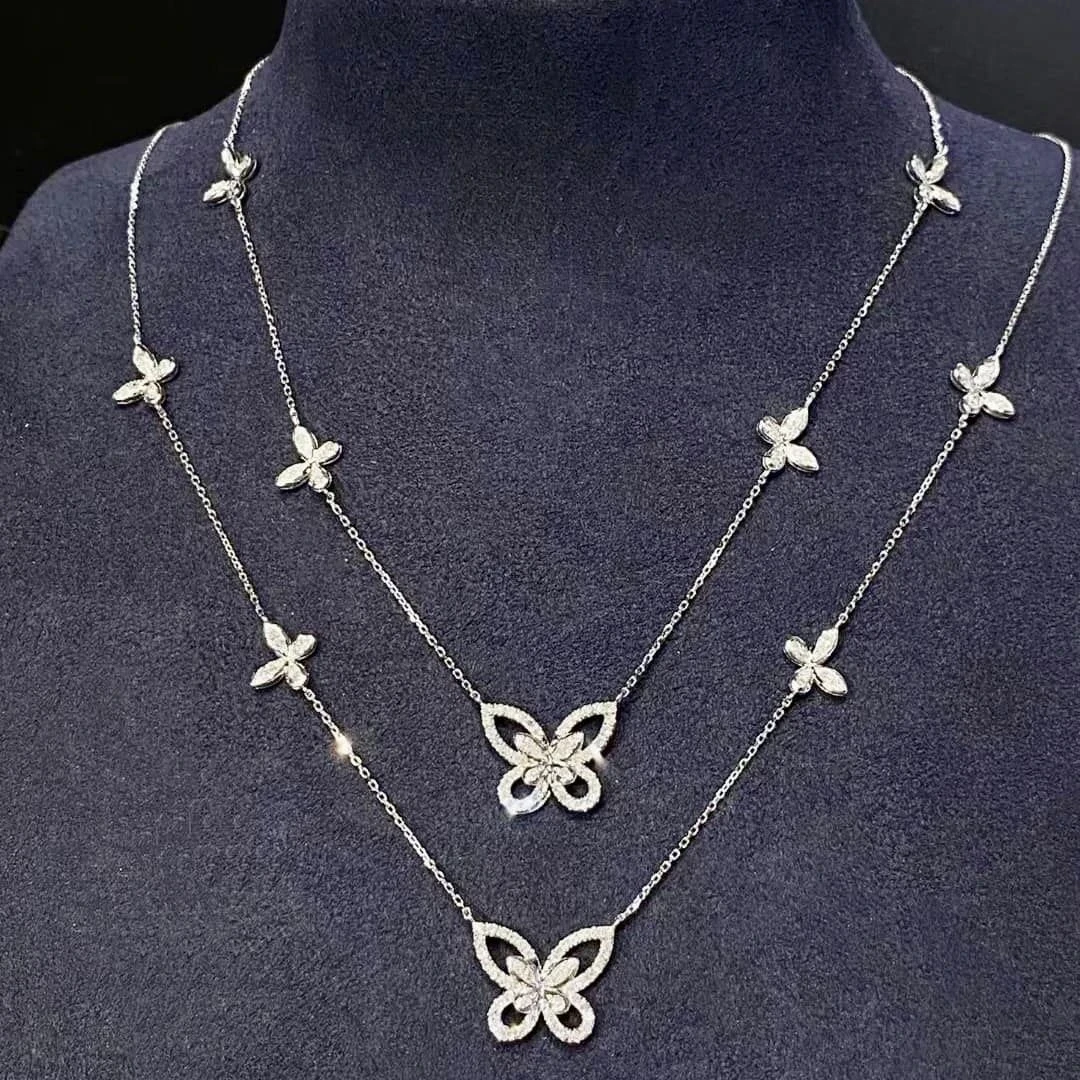 18K天然鑽石-五蝴蝶造型項鍊
