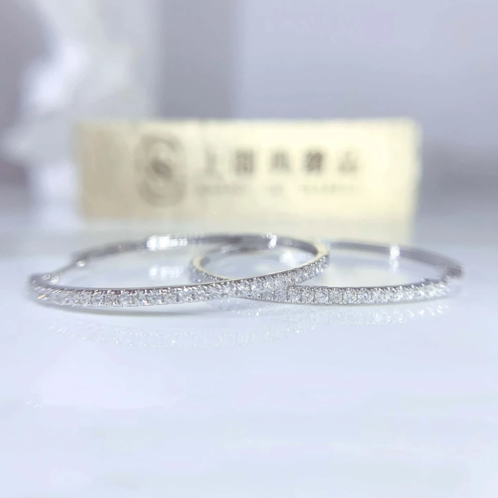 18K天然鑽石-大圈耳環