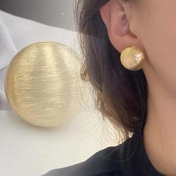 18K-圓形拉絲耳環