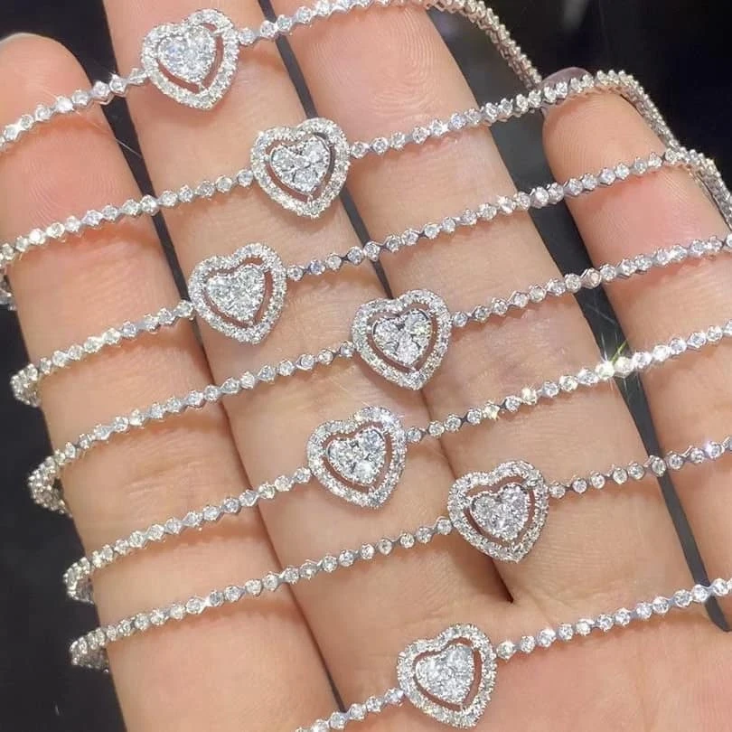 18K天然鑽石-愛心手鍊